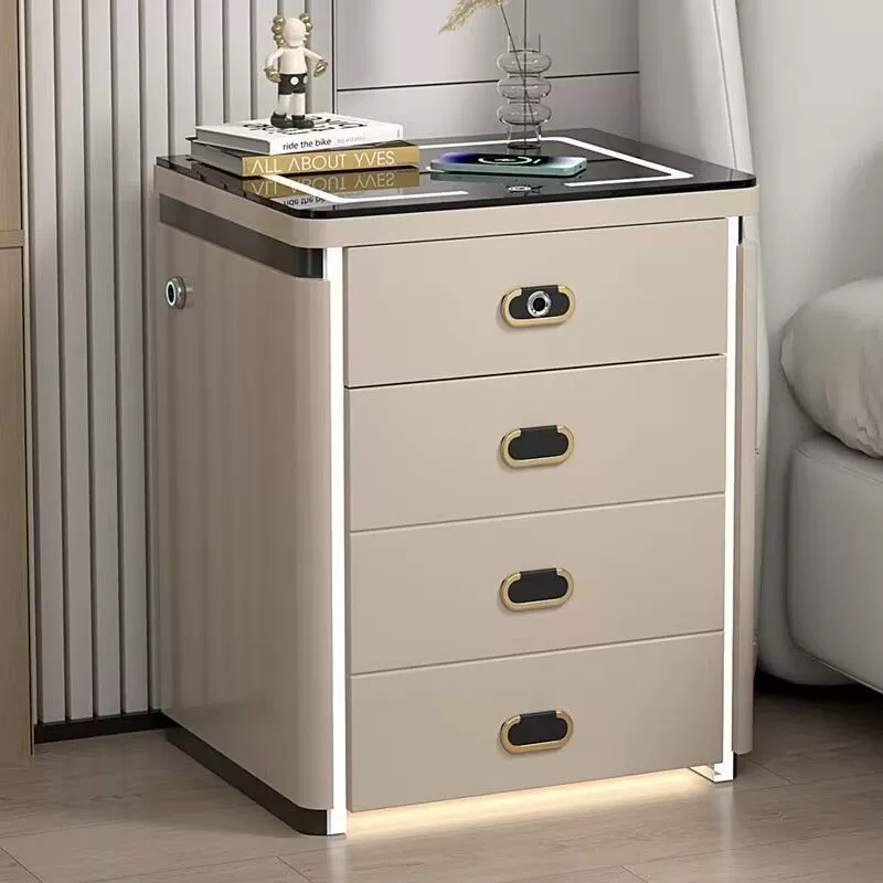 Nouvelle table de chevet intelligente avec coffre-fort et meuble intégré à quatre tiroirs