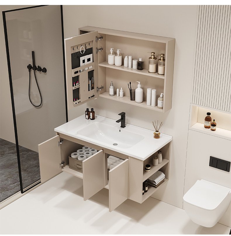 Salle de bain avec lavabo tout-en-un