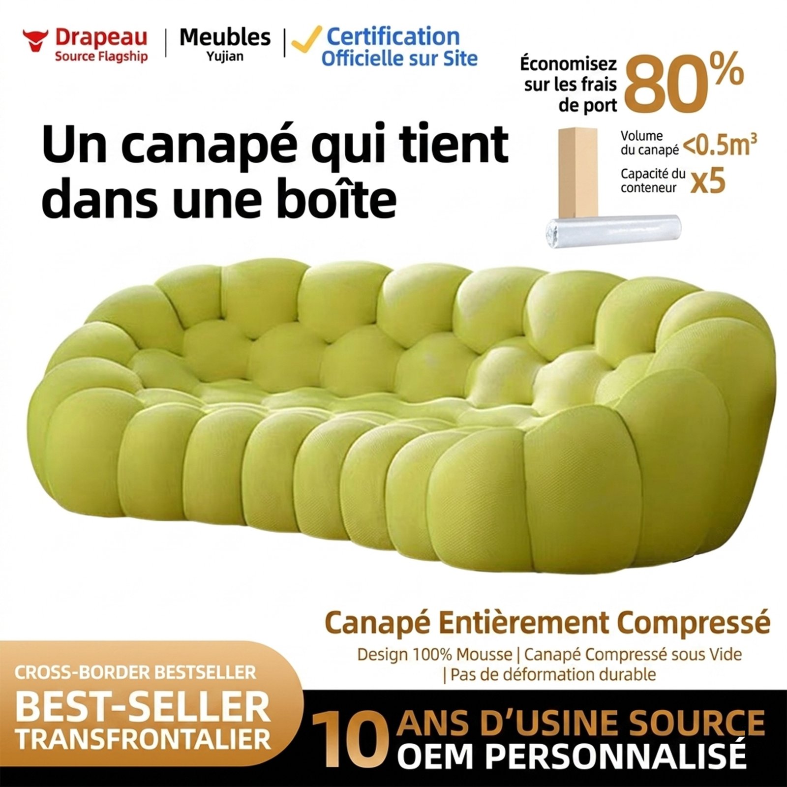 Canapé à compression sous vide transfrontalier