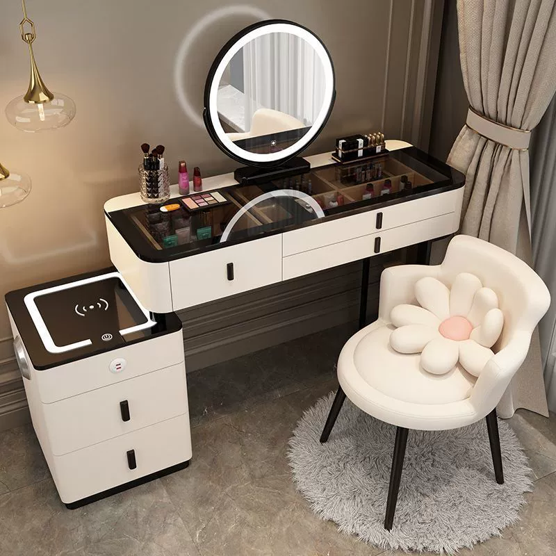 Coiffeuse intelligente luxe léger – chargeur sans fil, bois massif