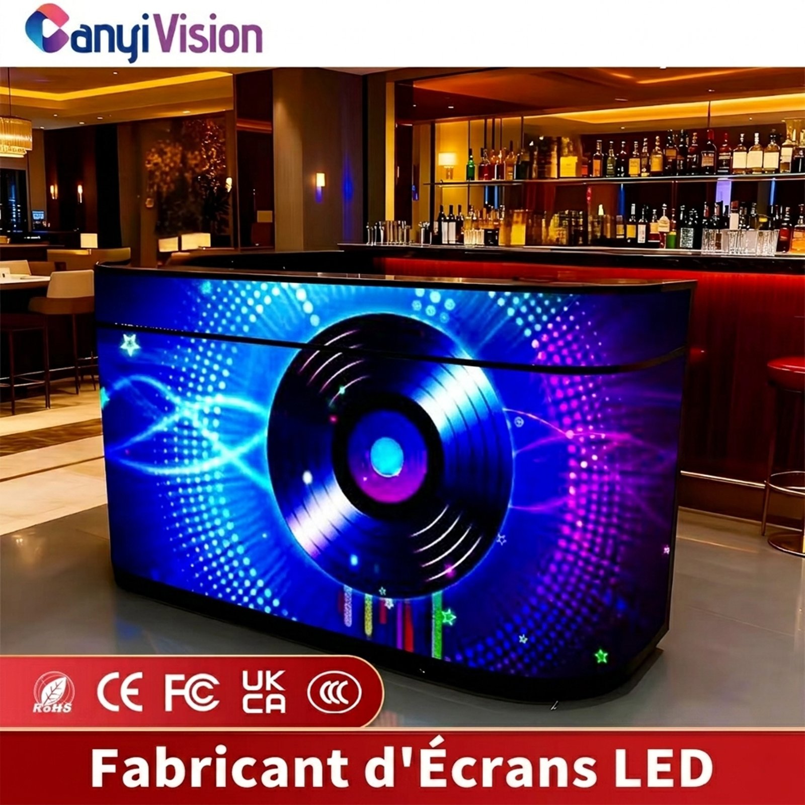 Écran LED de comptoir d'accueil pour cabine DJ P1.86-P2.5