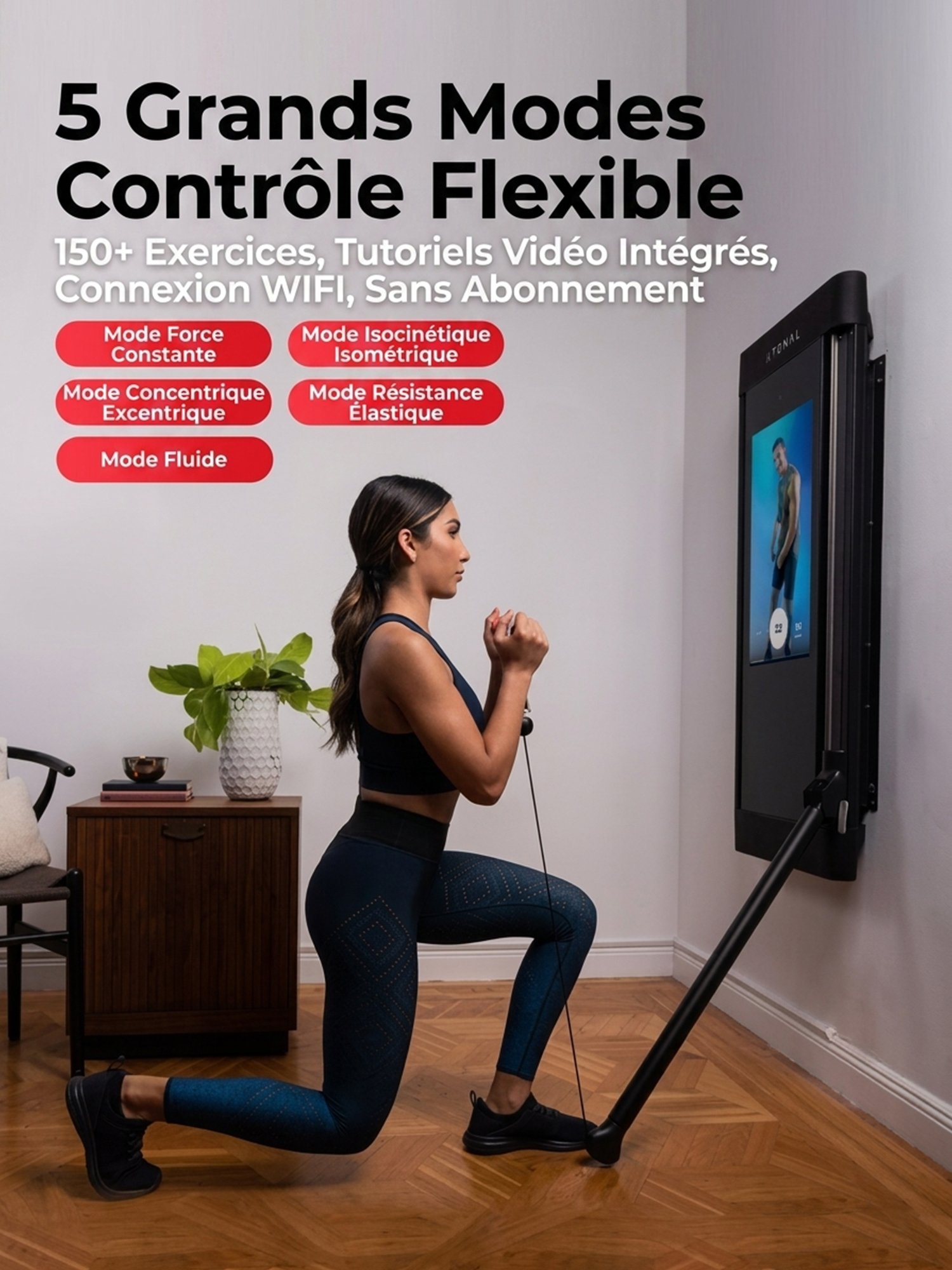 Miroir fitness intelligent multifonction
