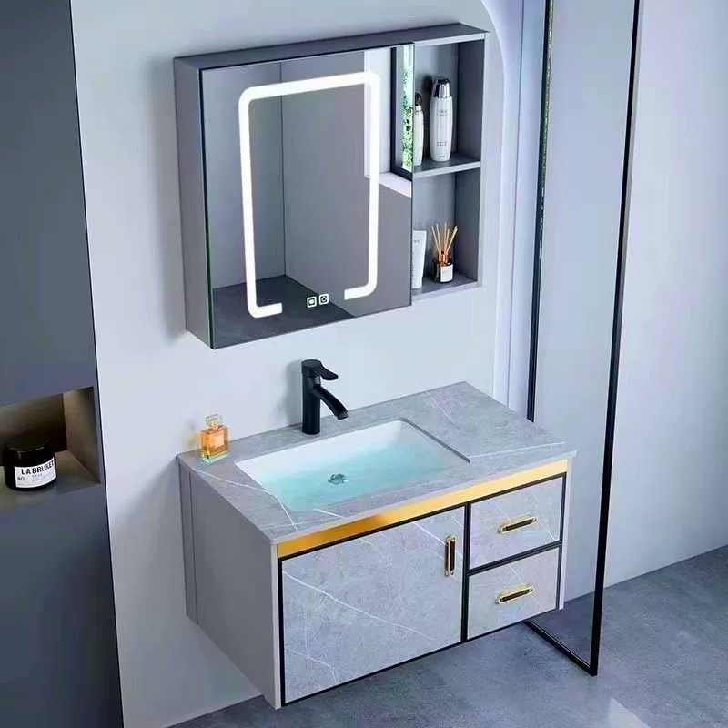 Meuble salle de bain compact avec lavabo céramique
