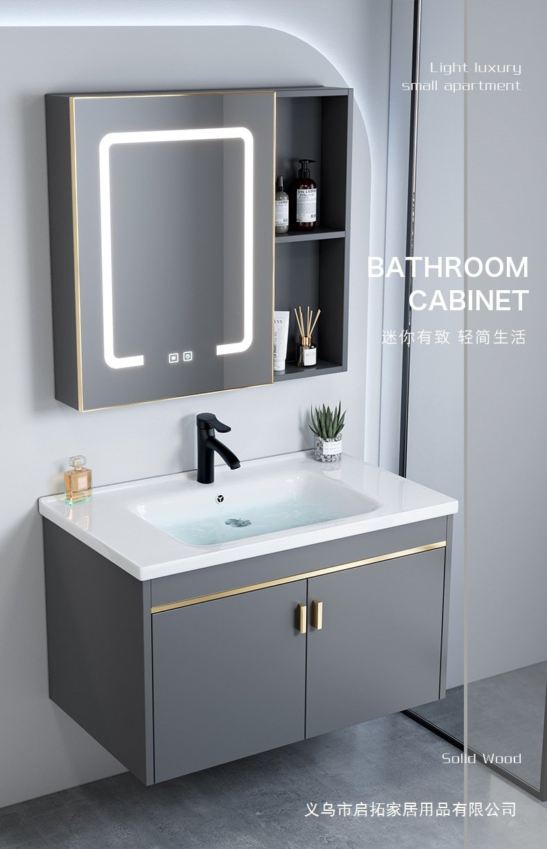 Meuble salle de bain compact avec lavabo céramique